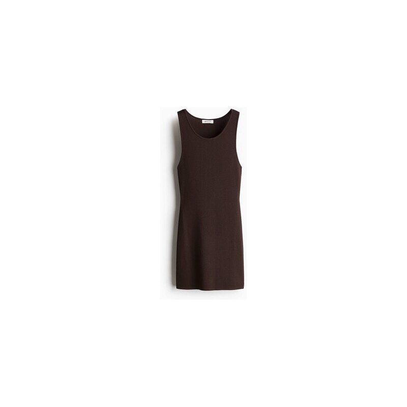 H&M - Dlouhý top bez rukávů - Tmavě Hnědá