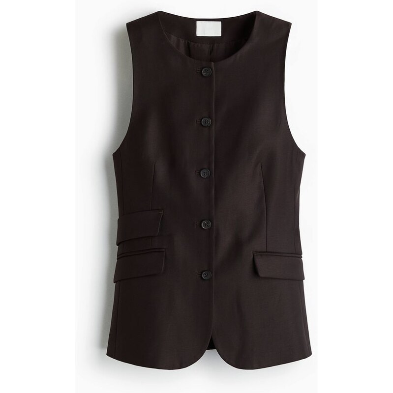 H&M - Dlouhá vesta - Tmavě Hnědá