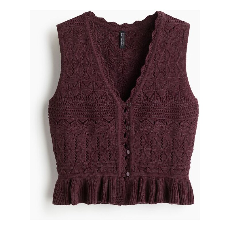 H&M - Vesta z ažurového úpletu - růžová 108210053