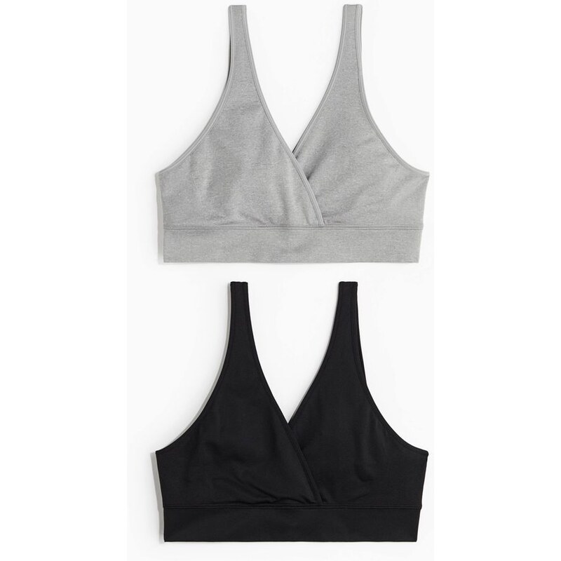 H&M - MAMA Bezešvá podprsenka na kojení 2 kusy - šedá 108210057