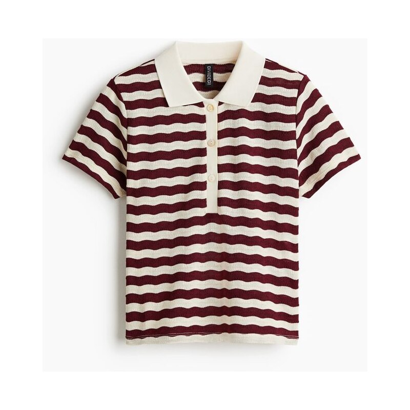 H&M - Tops límečkem z úpletus texturou - červená 108210068