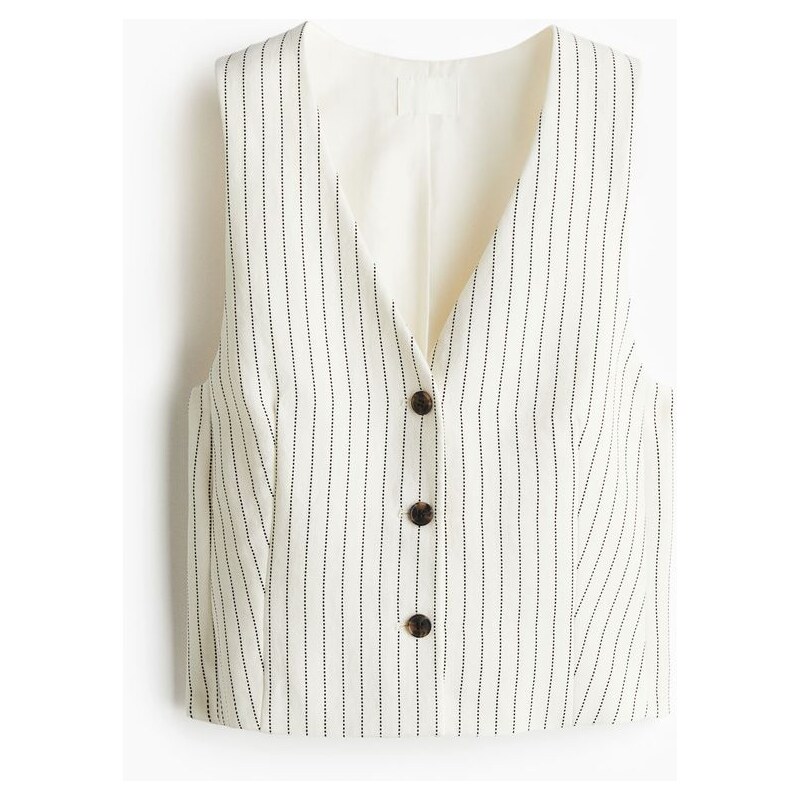 H&M - Krátká vesta - Krémová/Proužky