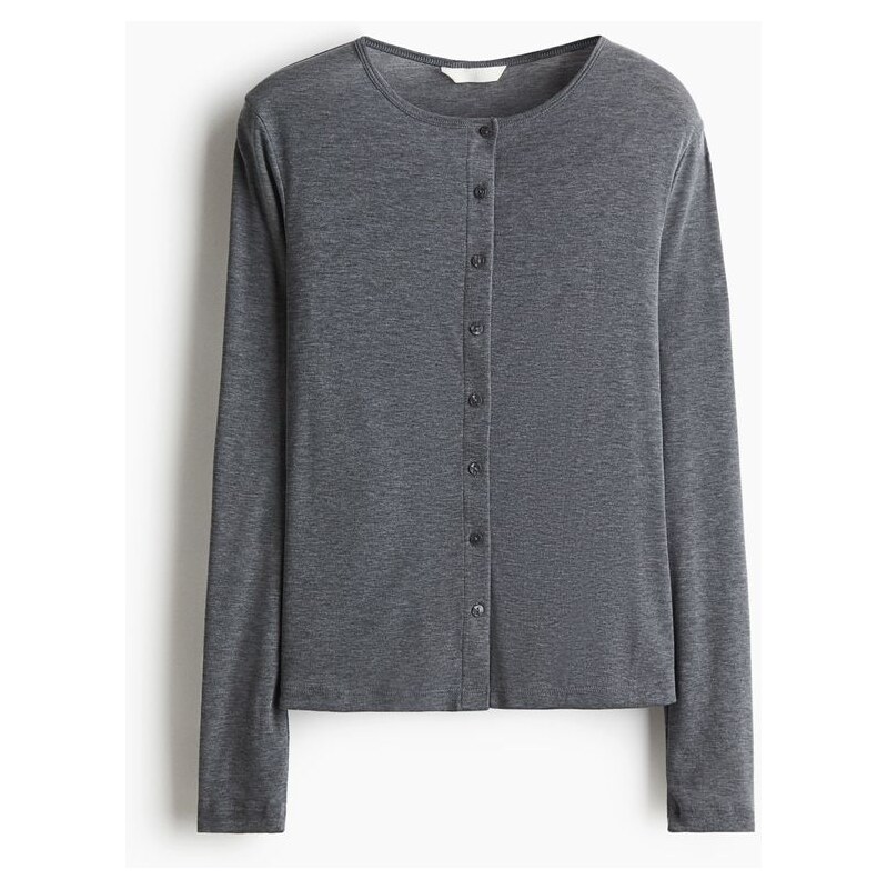 H&M - Propínací top z jemného úpletu - šedá 108210155