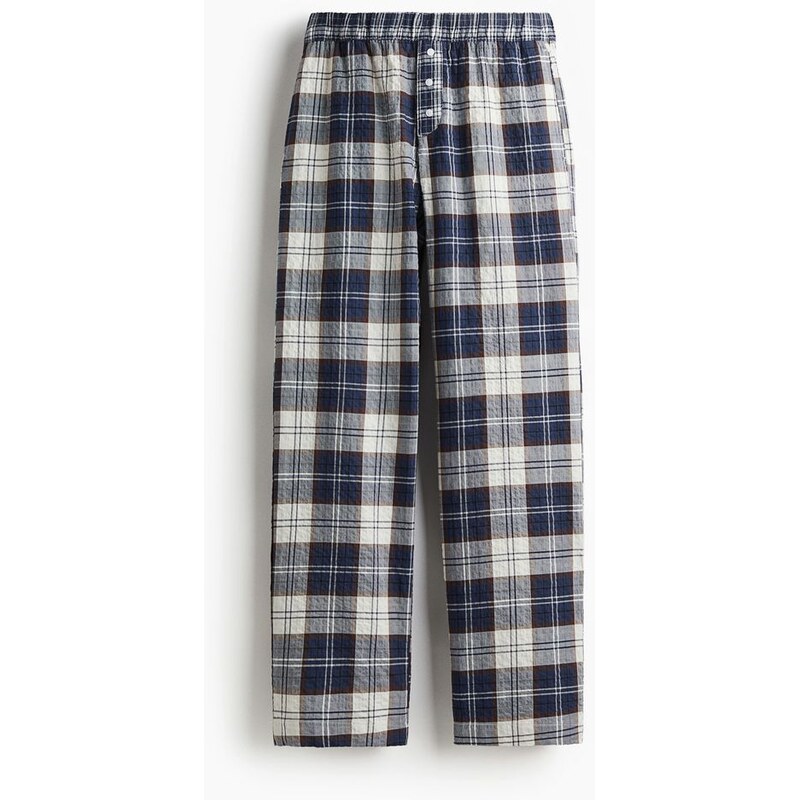 H&M - Natahovací kalhoty - Tmavomodrá/Kostka