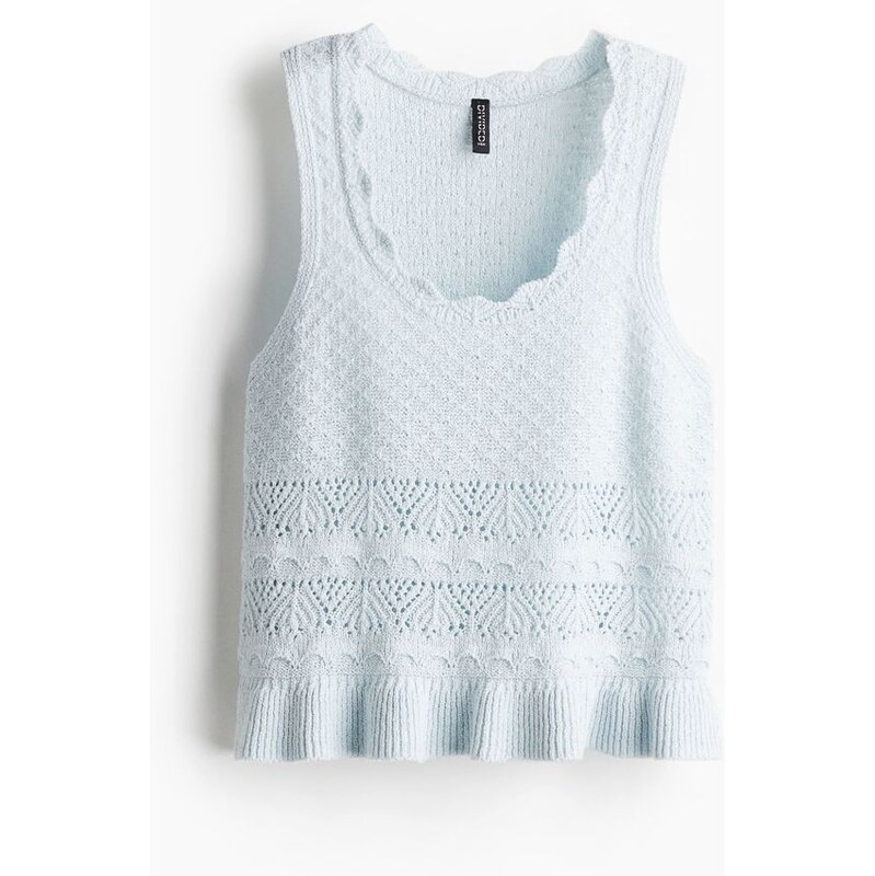 H&M - Tílkos efektem háčkování - Bleděmodrá
