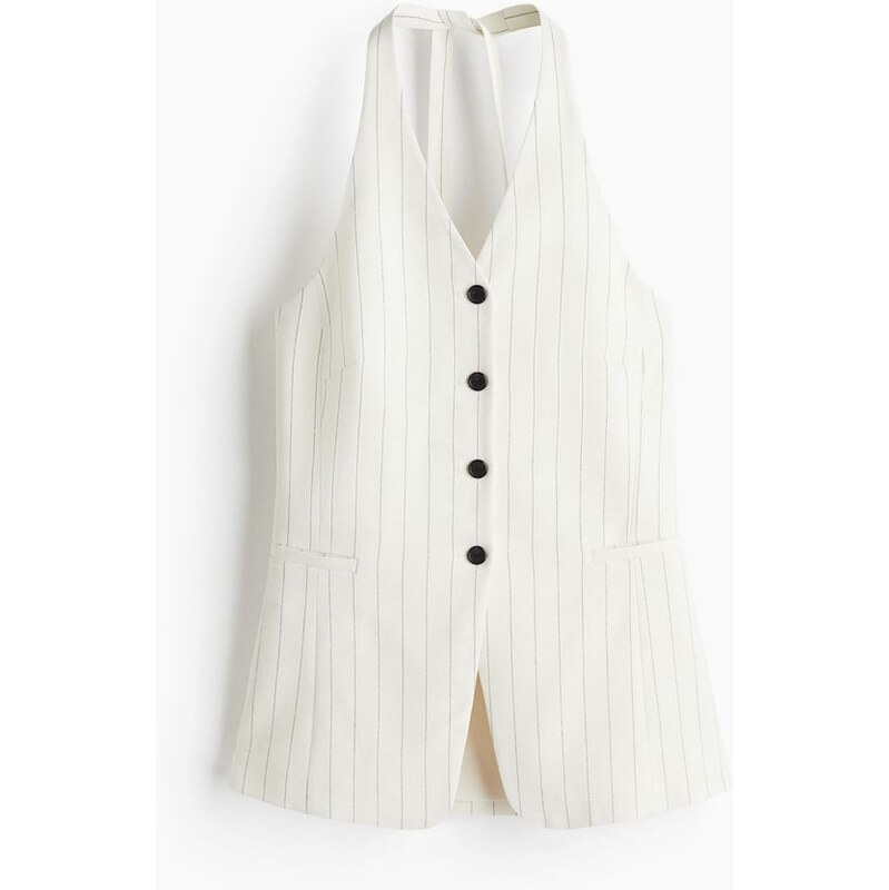 H&M - Vesta halterneck - Bílá/Úzký Proužek