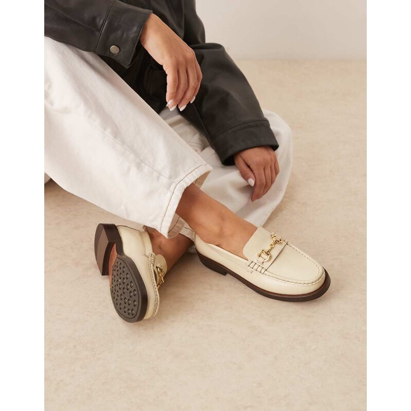 Walk London Dalston trim loafer in off white