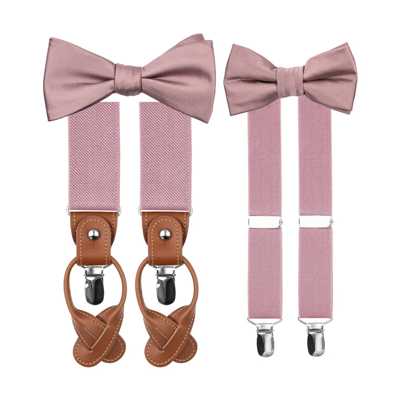 Bubibubi Růžová sada Rosa pro tátu a syna s motýlky a kšandami