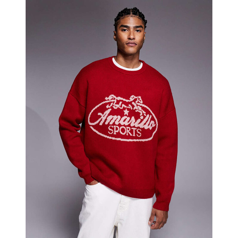 ASOS DESIGN super oversized knitted jumper with Amarillo graphic