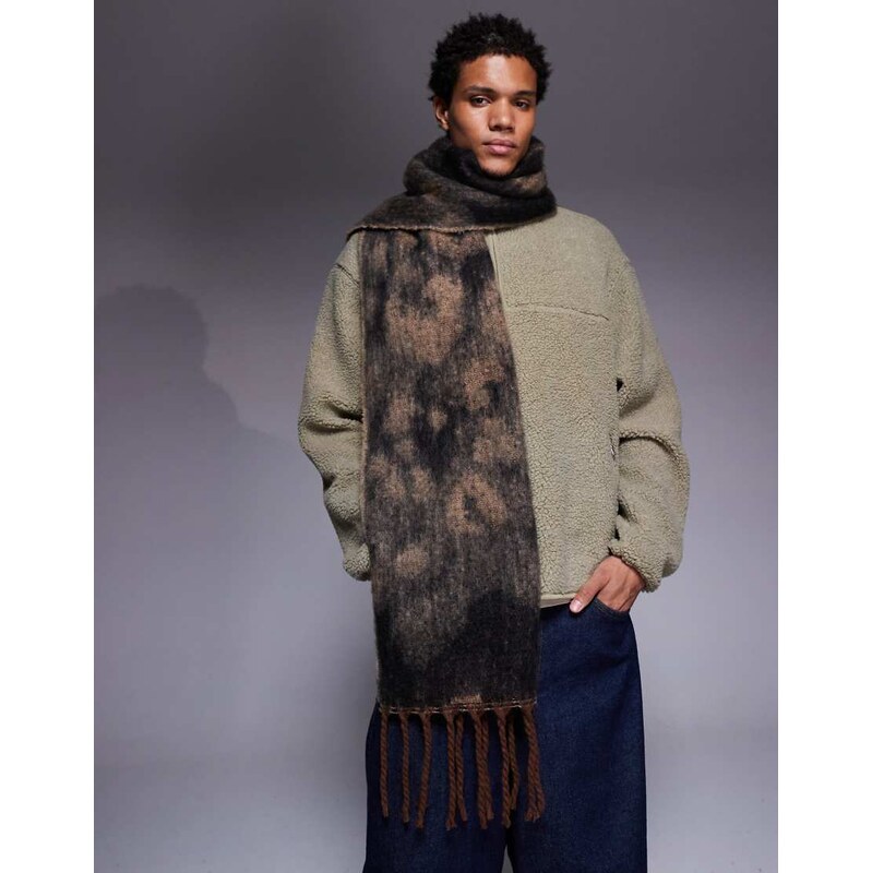 ASOS DESIGN woven oversized leopard print scarf-Brown
