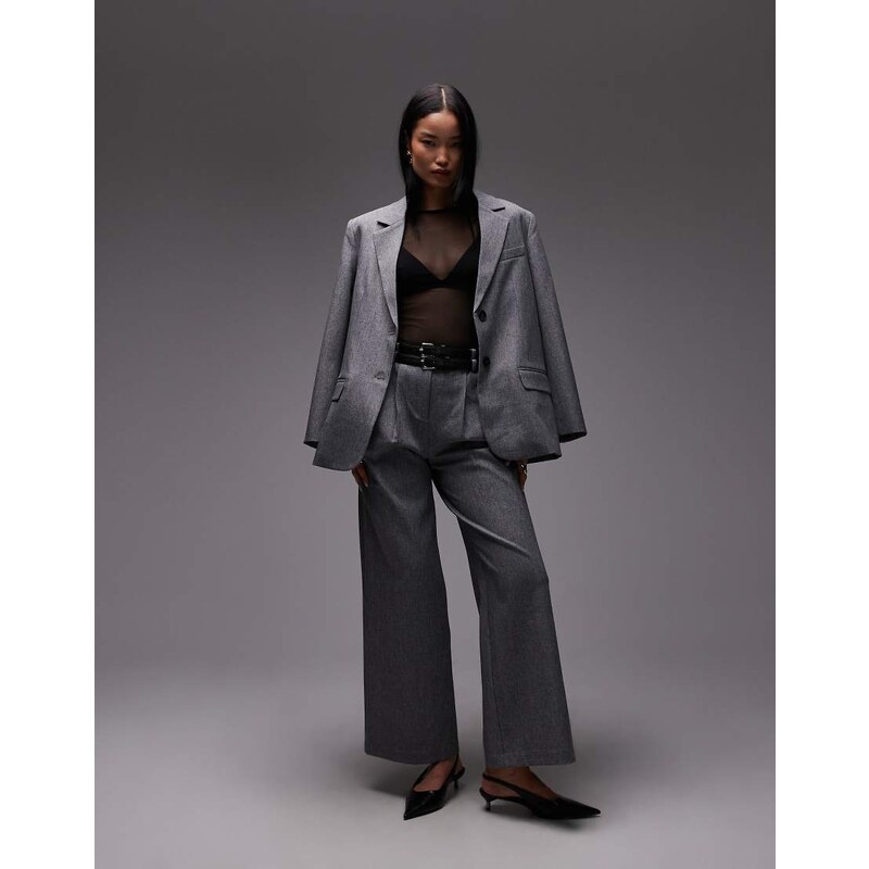 4th & Reckless double belt pleat detail wide leg tailored trousers co 112752219