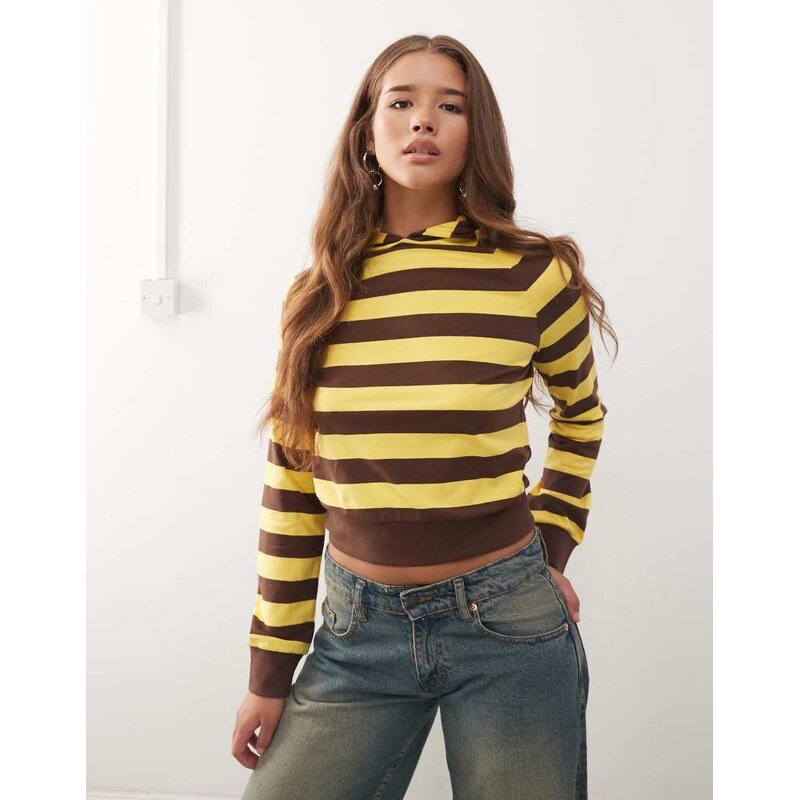 COLLUSION striped hoodie in black and yellow