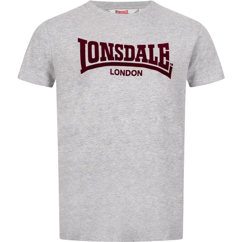 LONSDALE Tričko London šedý melír / tmavě červená