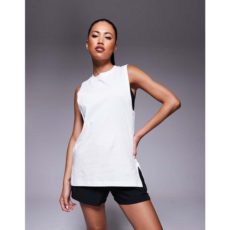 4505 Icon cotton drop armhole vest with quick dry finish in white 113261121