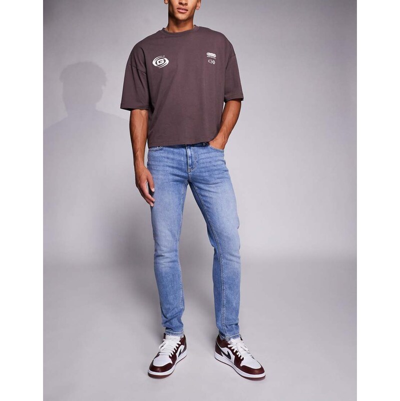 River Island skinny fit jeans in midwash blue
