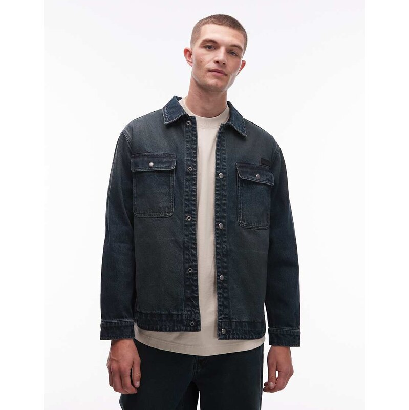 Allsaints Castleford denim overshirt in dark blue - MBLUE