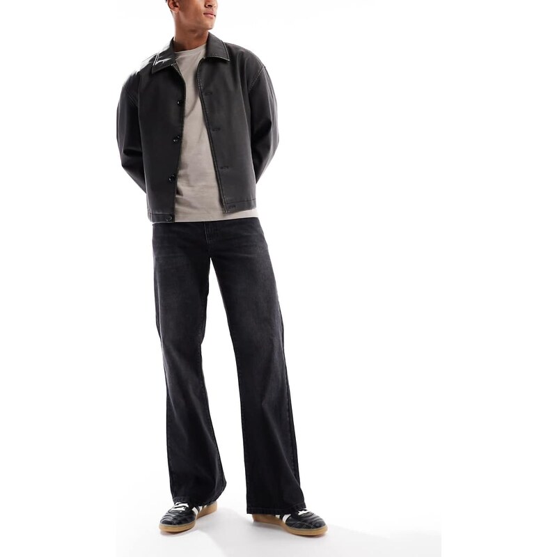 ASOS DESIGN wide flare jeans in black wash