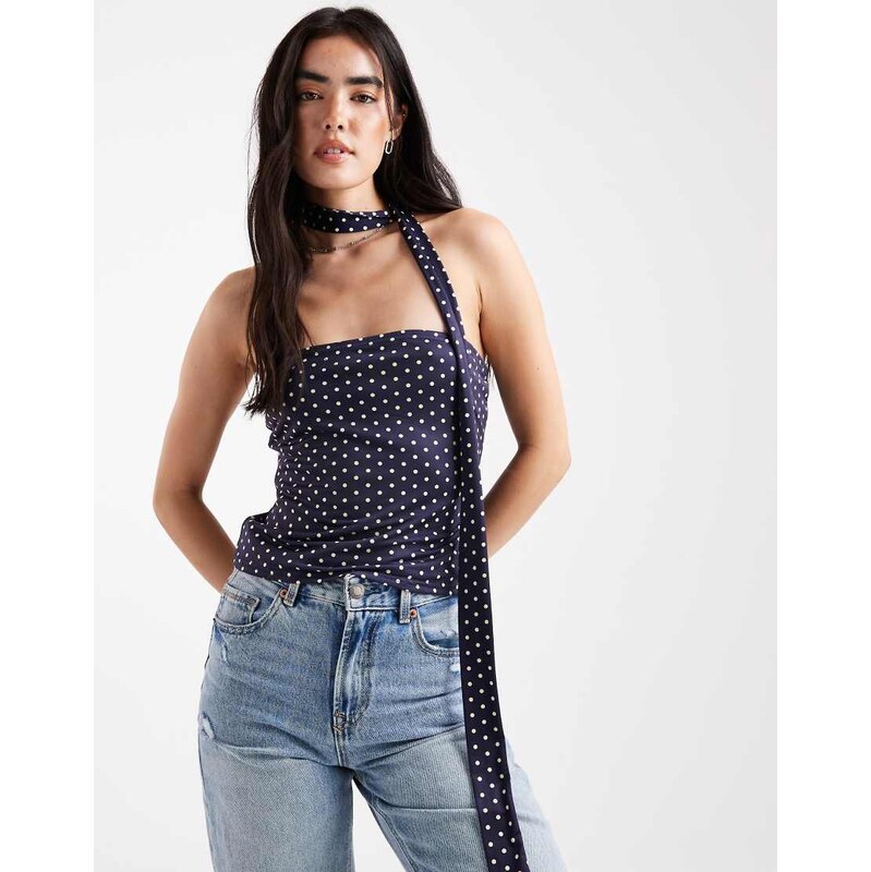 Miss Selfridge bandeau scarf top in polka dot-Multi 115515899