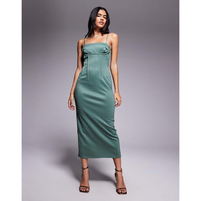 ASOS DESIGN structured pencil midi dress with exposed seaming
