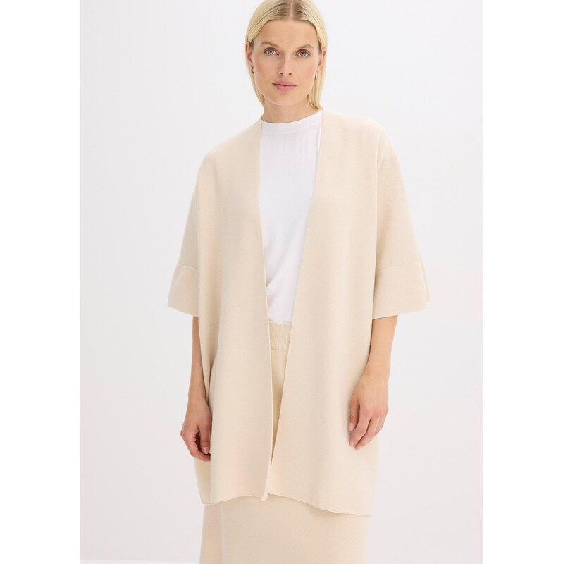 bonprix Oversize pletená pelerína béžová Žena