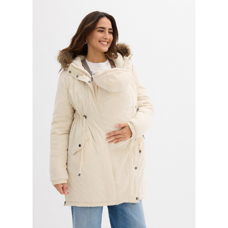bonprix Těhotenská parka 3 v 1, se vsadkou na miminko béžová Žena 108220909