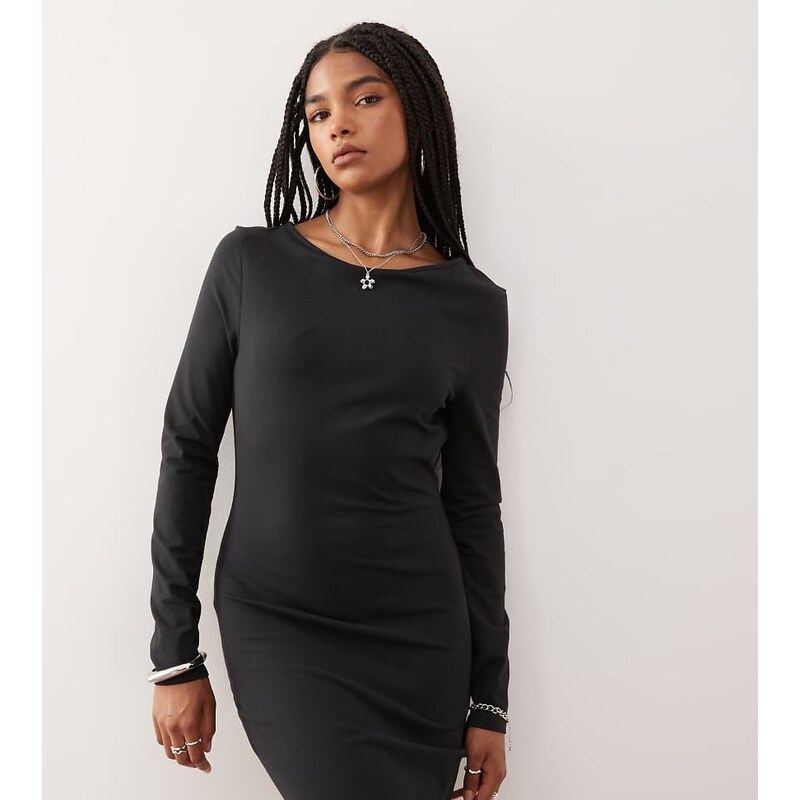 COLLUSION 90s mini long sleeve dress in black