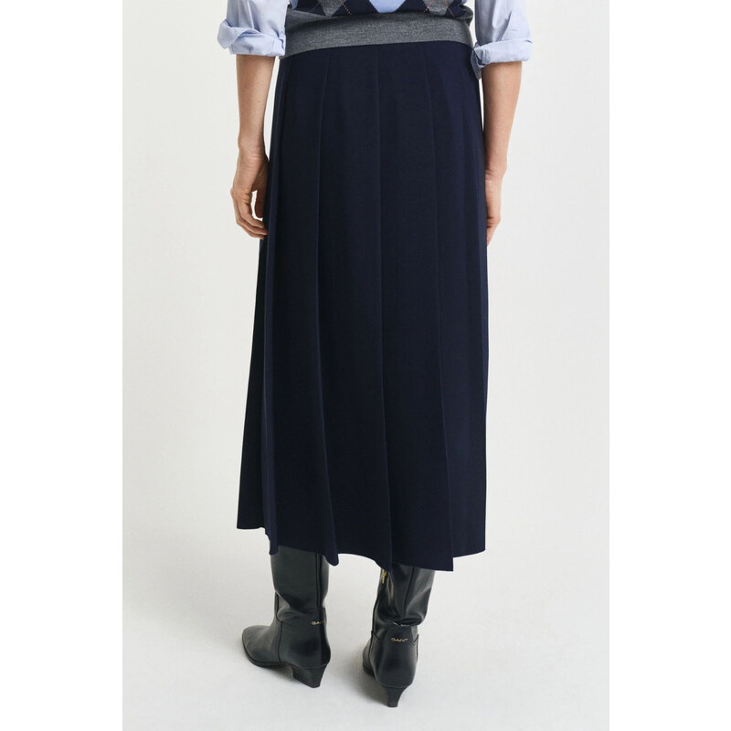 SUKNĚ GANT WIDE PLEATED MIDI SKIRT EVENING BLUE