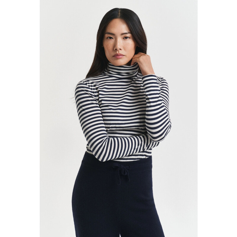 ROLÁK GANT LIGHT COTTON STRIPED LS TURTLENECK EVENING BLUE