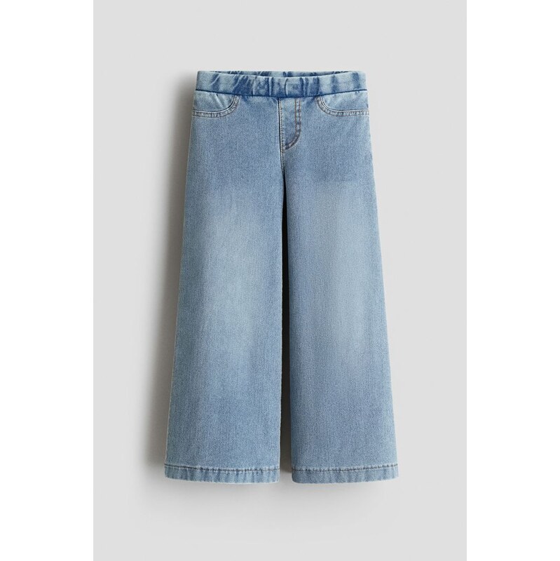 H&M - Široké kalhoty džínový look - Světlý Denim Blue