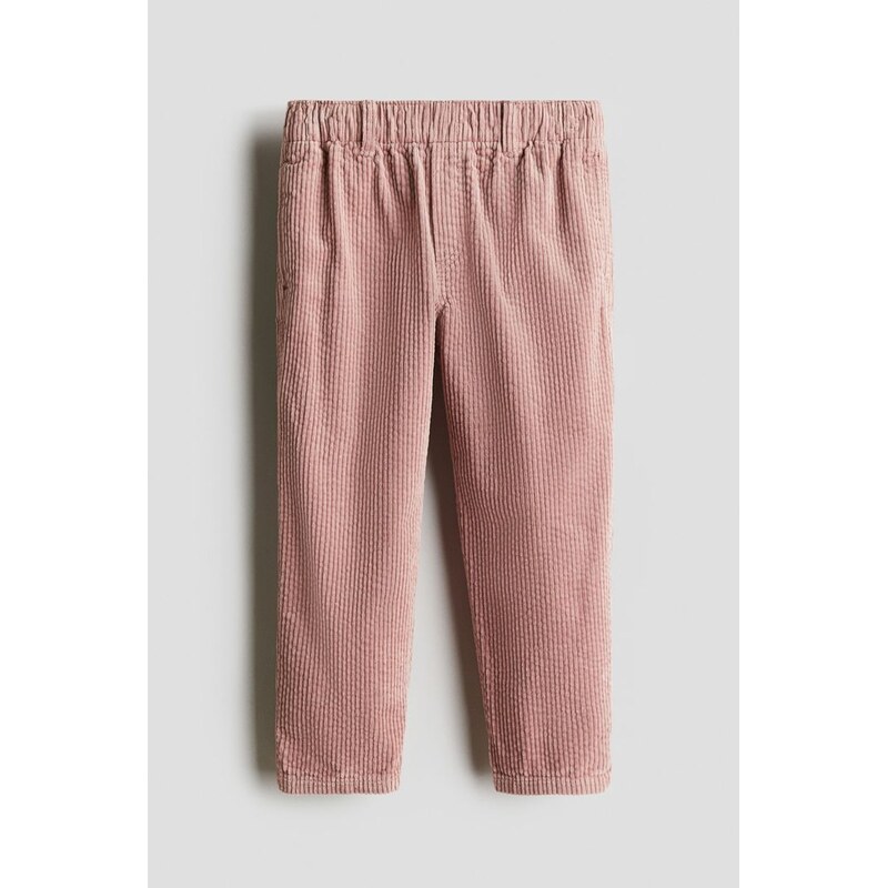 H&M - Kalhoty z bavlněného manšestru - Světle Růžová