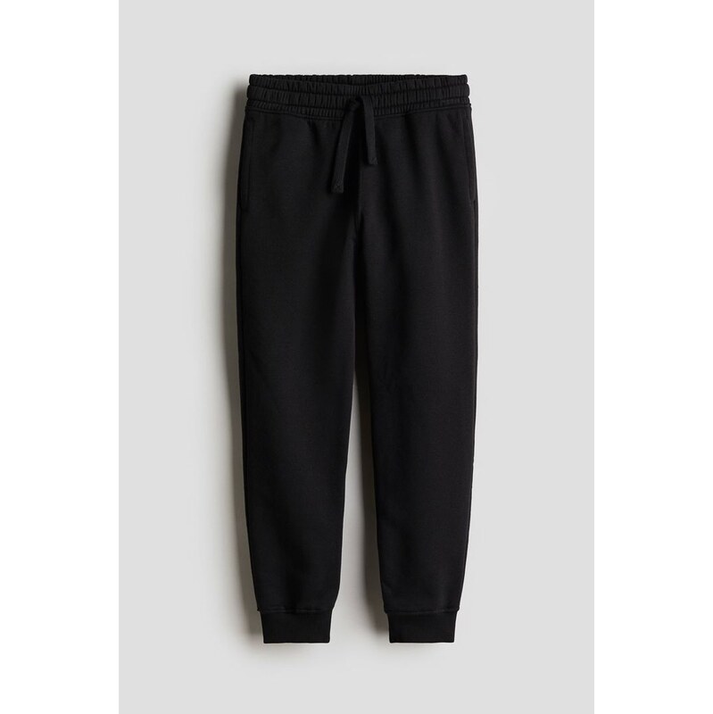 H&M - Kalhoty typu jogger z bavlněné teplákoviny - Černá