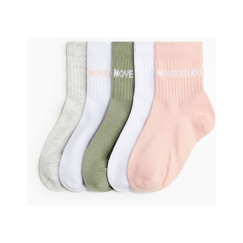 H&M - Sportovní ponožky DryMove 5 párů - růžová 108140501