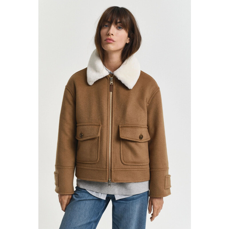 BUNDA GANT WOOL BLEND FLIGHT JACKET ROASTED WALNUT