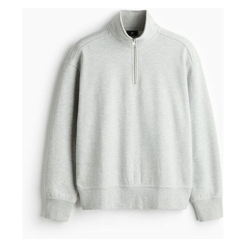 H&M - Mikinas horním zipem Loose Fit - Šedý Melír