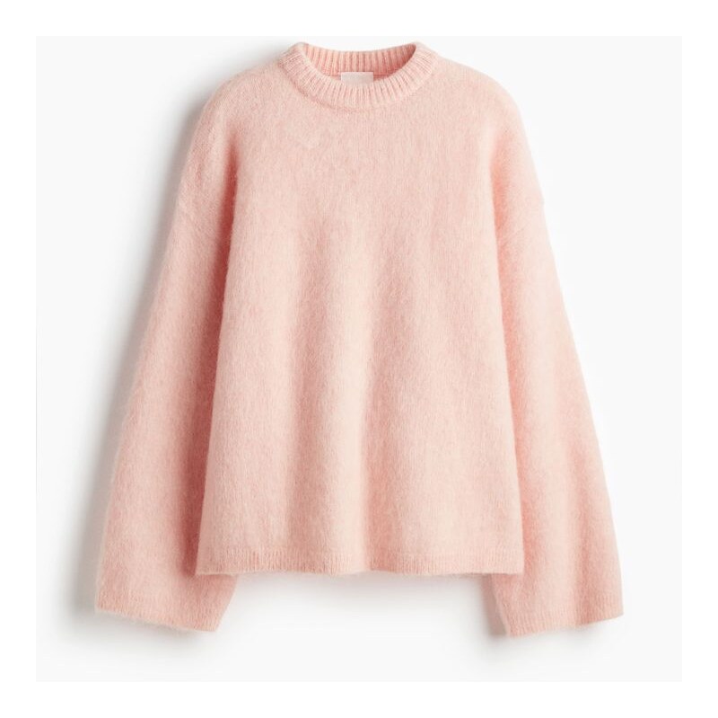 H&M - Oversized svetr z mohérové směsi - Světle Růžová