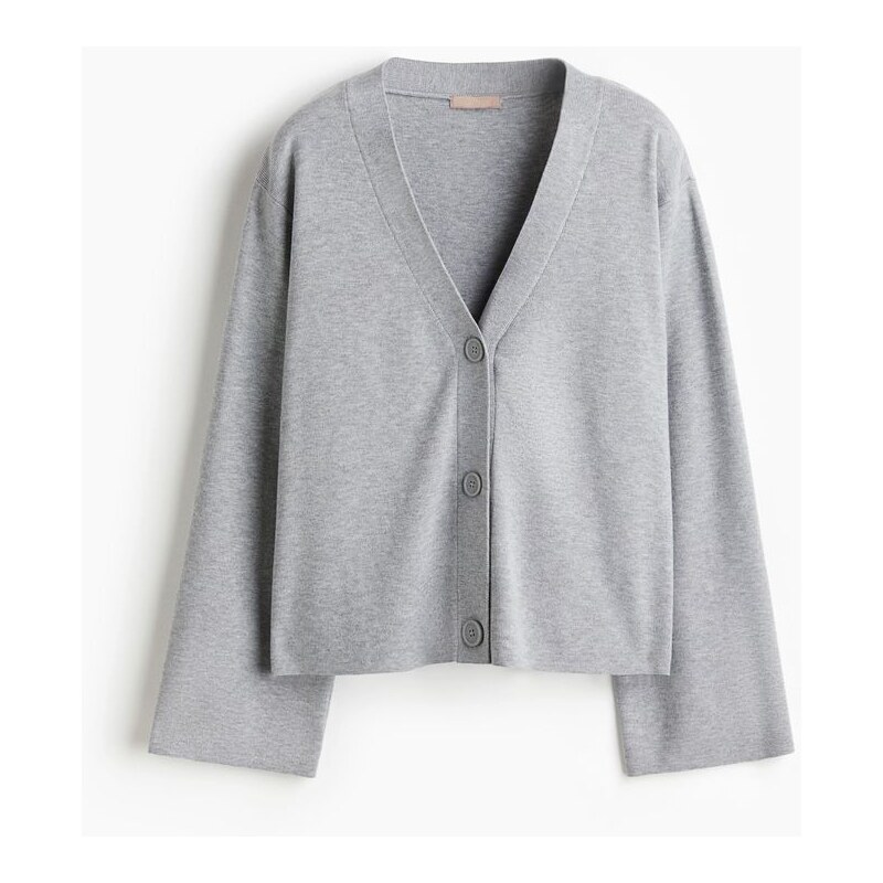 H&M - Propínací svetr z jemného úpletu - šedá 108159600