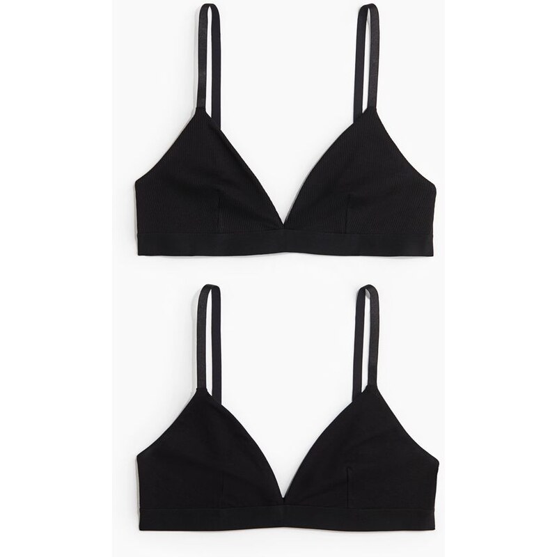 H&M - Měkká bavlněná podprsenka 2 kusy - černá 108134060