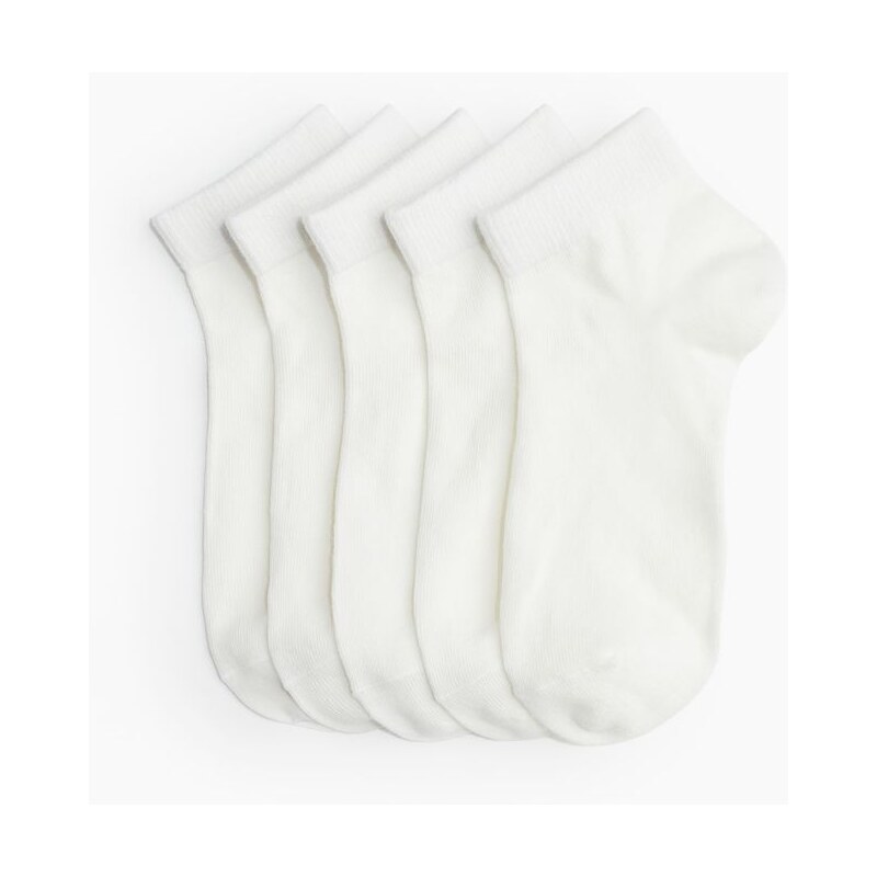 H&M - Kotníkové ponožky 5 párů - bílá 108134849