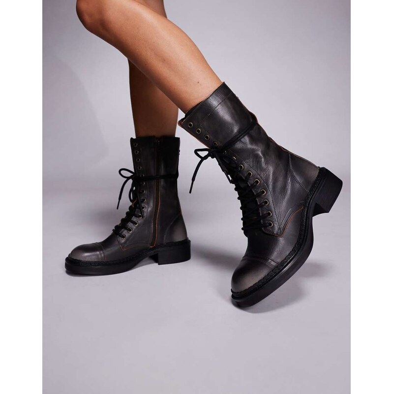 Steve Madden Rory DK lace up boots in burnished brown leather