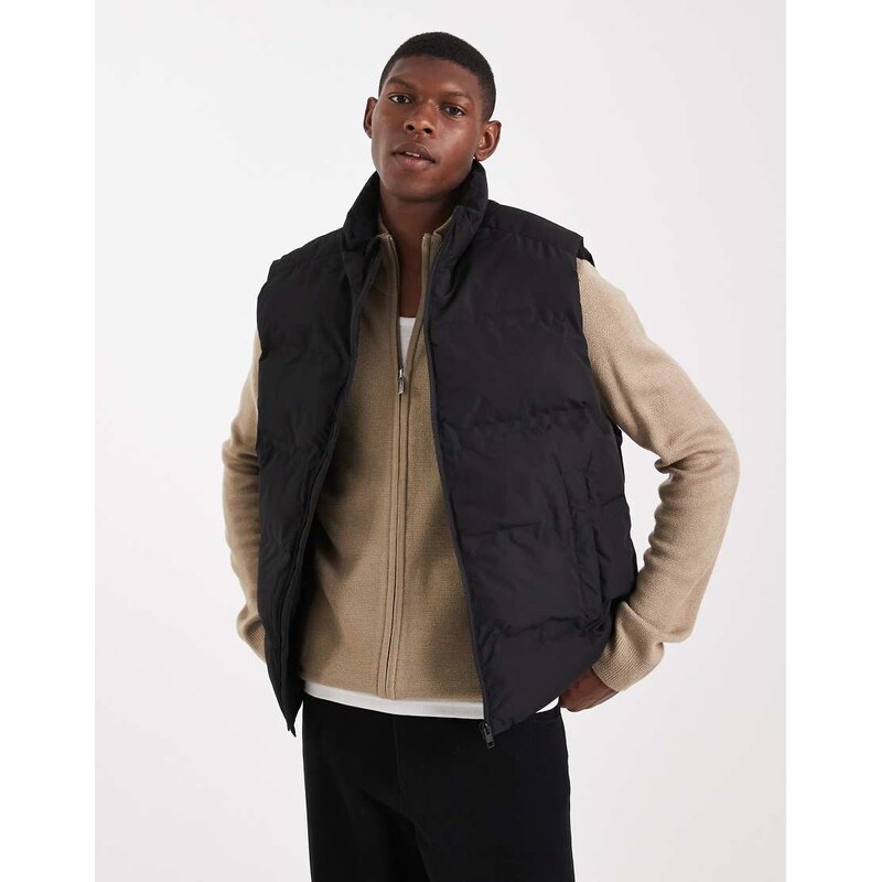 Jack & Jones puffer gilet in black