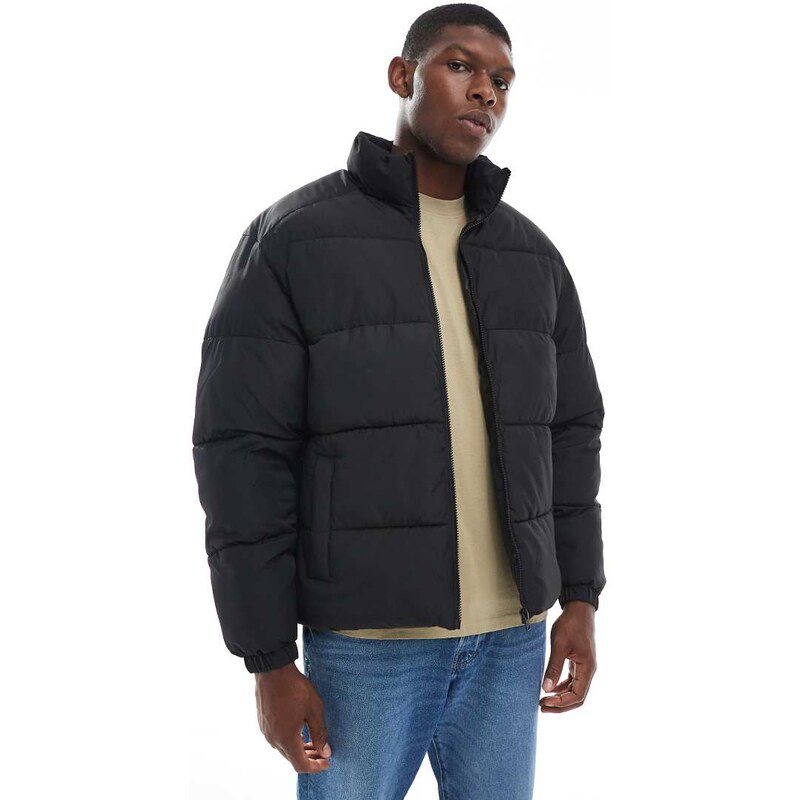 Jack & Jones puffer jacket in black