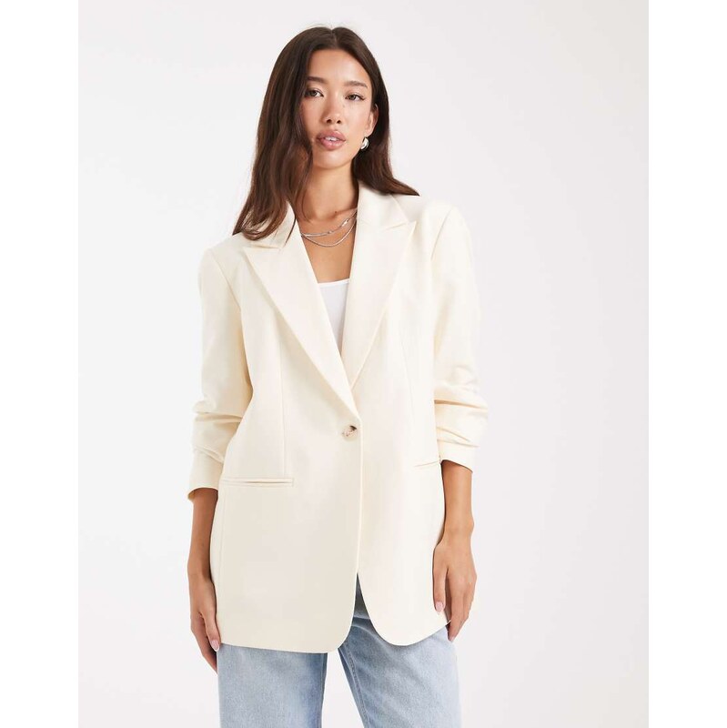ASOS DESIGN relaxed blazer in cream-White