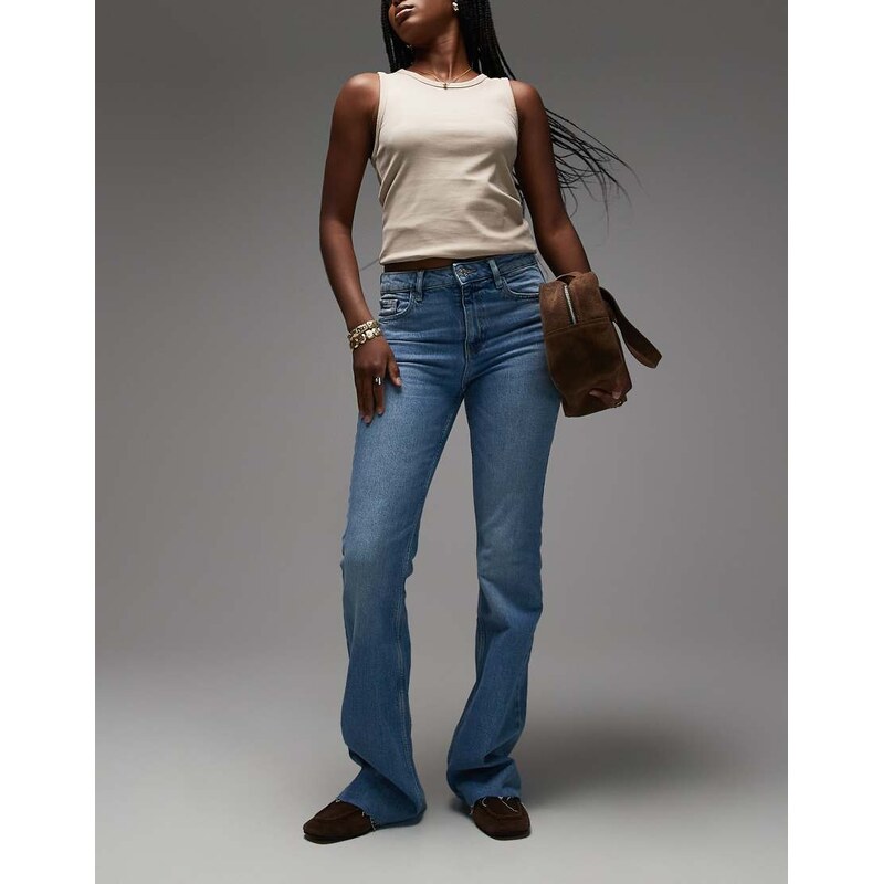 Mango Fiona cotton straight frayed hem jean in light blue