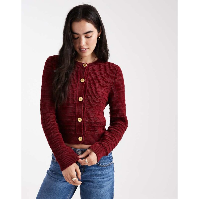 Miss Selfridge slouchy cardigan in burgundy-Red