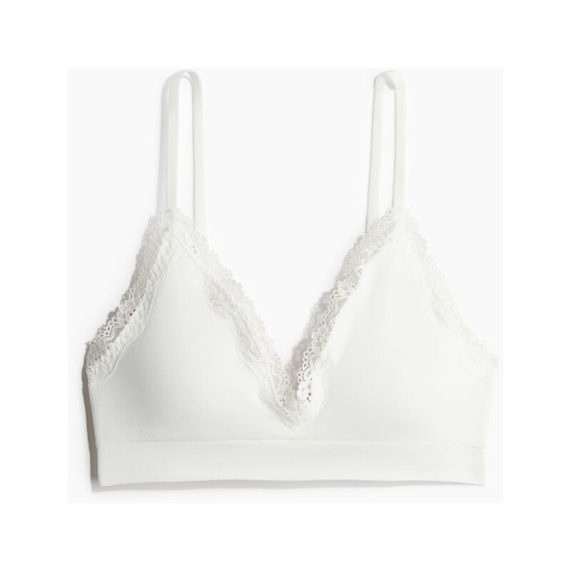 H&M - Bezešvá vyztužená podprsenka - bílá 108158886