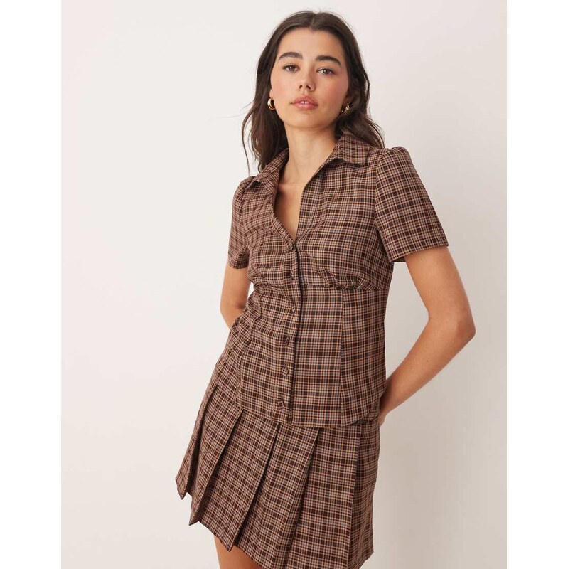 Miss Selfridge tailored shirt co-ord in check-Multi
