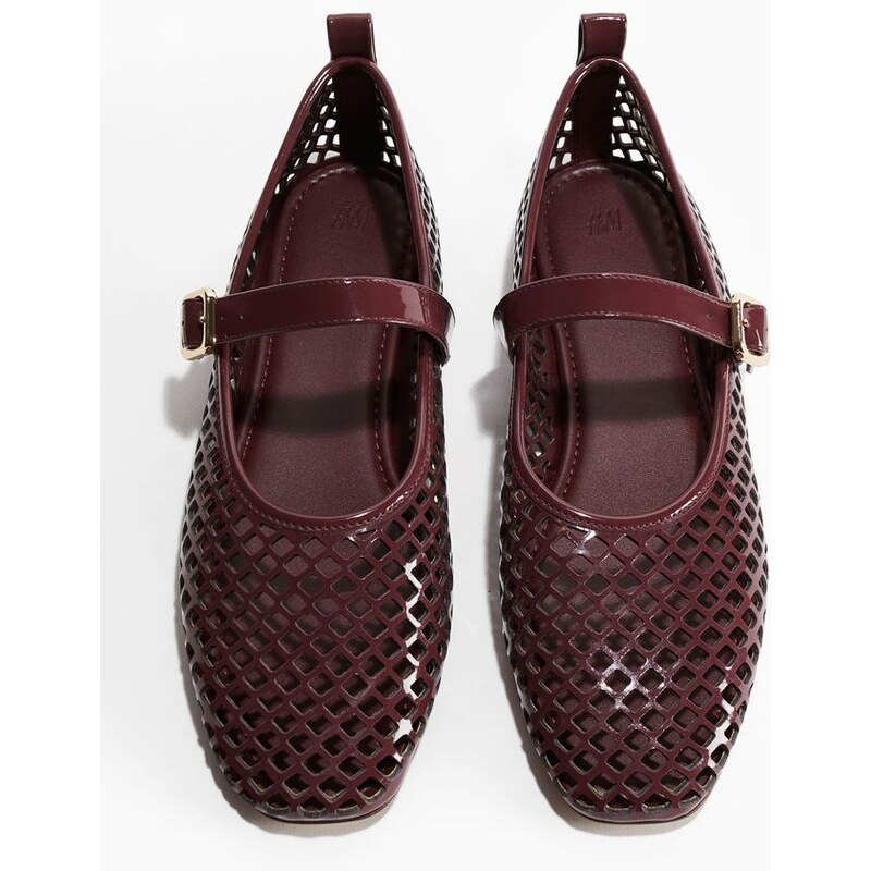 H&M - Perforované balerínky Mary Jane - červená 108137623