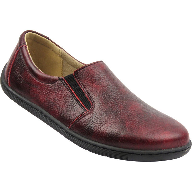 Kožené barefoot polobotky bordó Helios Komfort 452 110957494