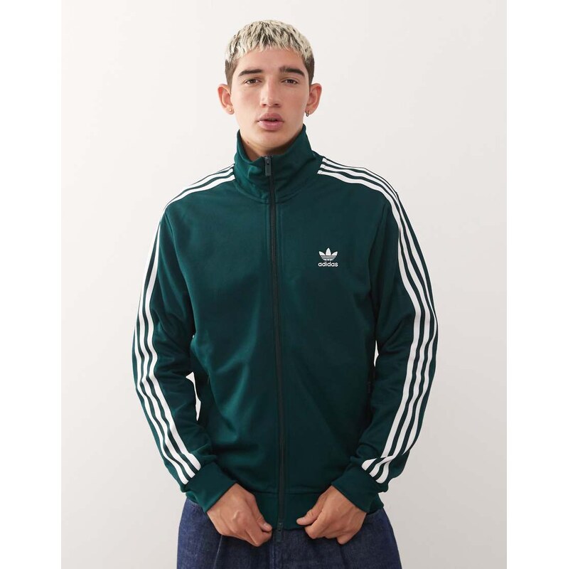 adidas Originals Classic track top in dark green and white