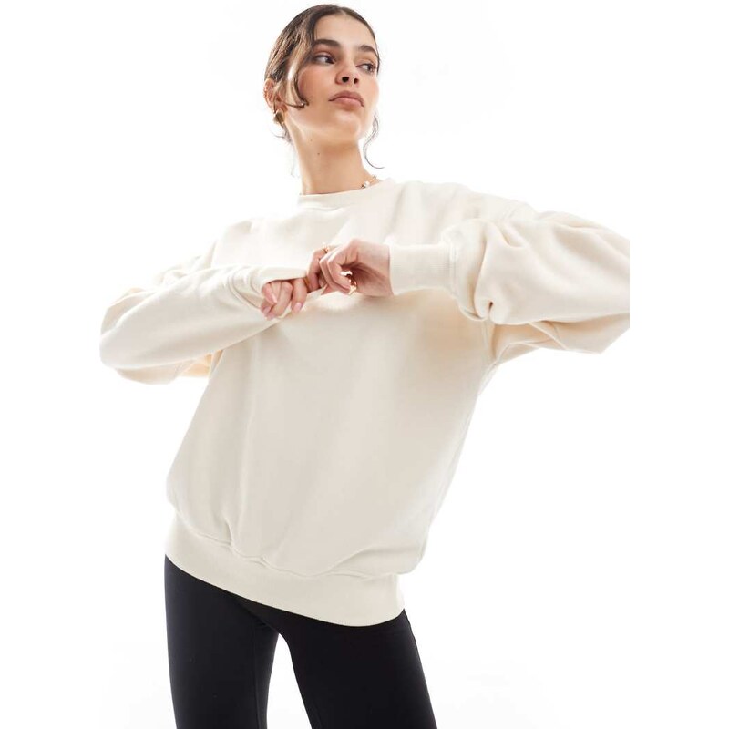 Cotton On classic fleece crew sweatshirt in cream-White